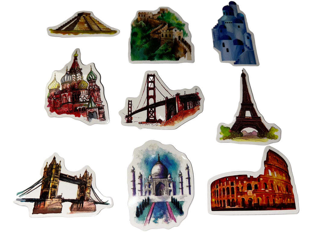 World travel stickers set of 2 cities