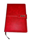 Red leather magnetic clasp A5 journal