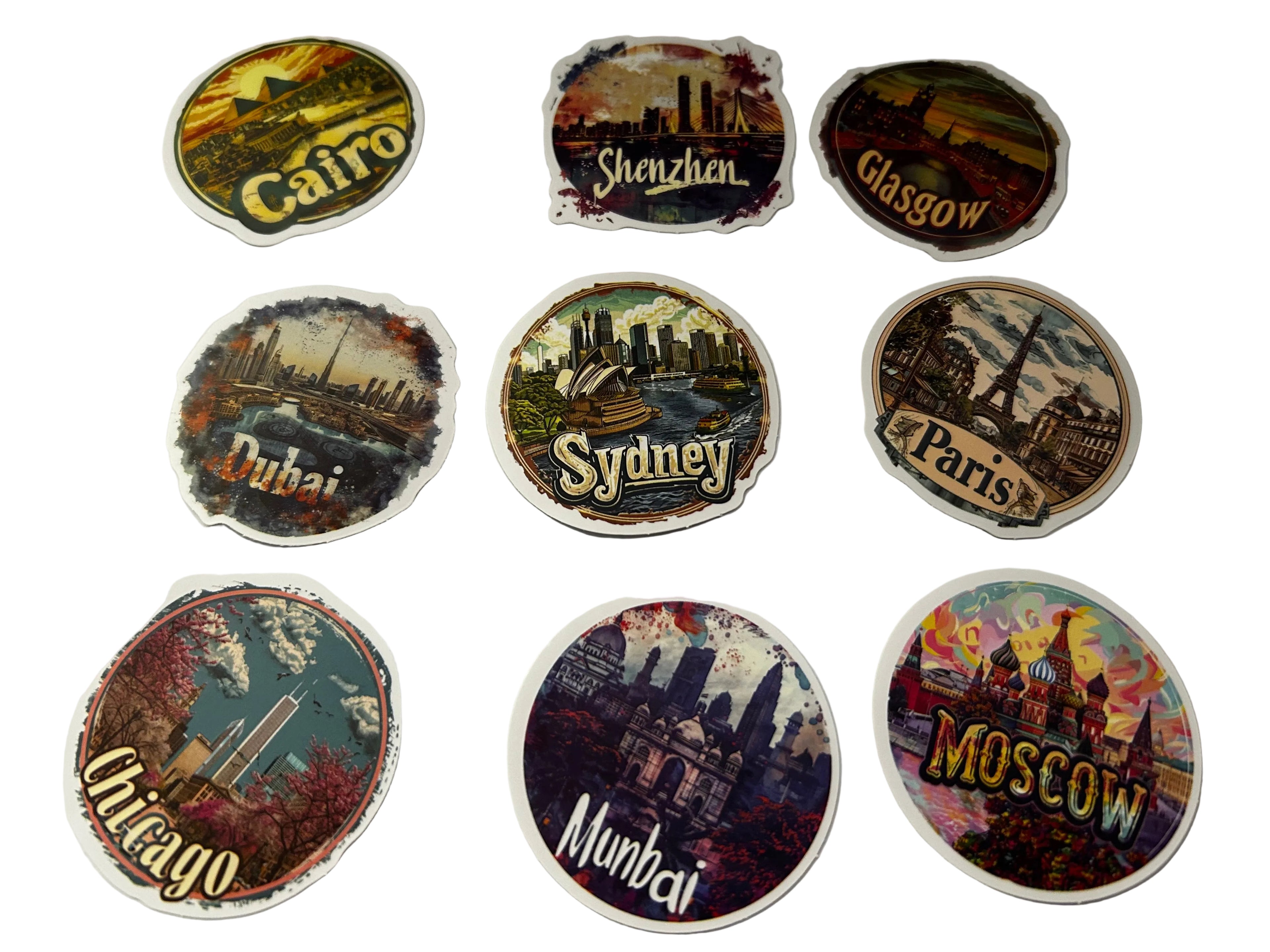 World travel stickers set of 2 cities